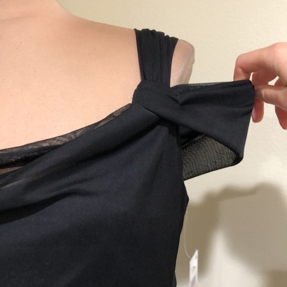 NWT Alex Evenings Gown Maxi Dress Size 10P Black Cowl Neck Cascading Ruch Side - Picture 3 of 12